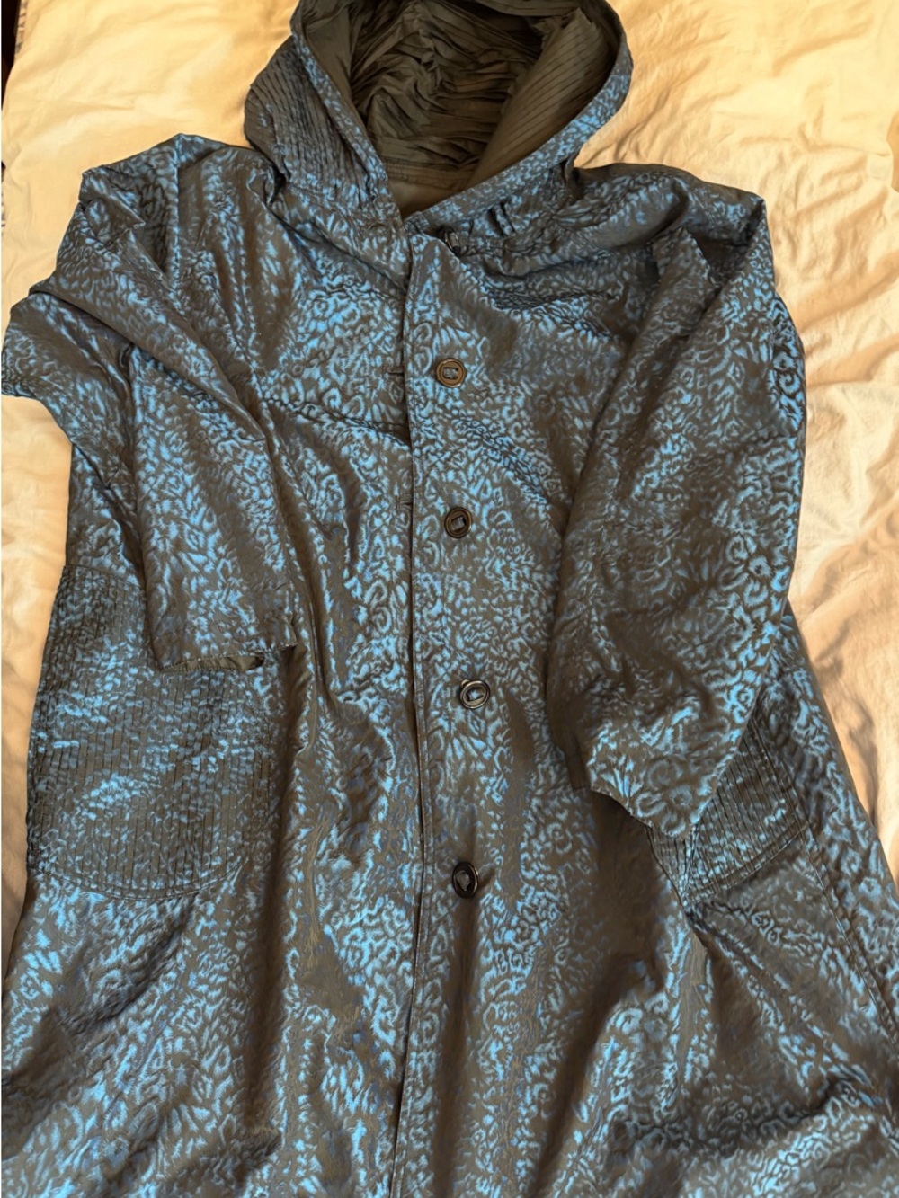RARE! Reversible raincoat with pleated hood boutique/Gallery/Lagenlook style